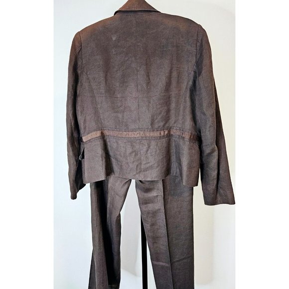 Willi Smith Women's Blazer & Pant Linen Suit - Brown - 8/10 - Picture 3 of 16